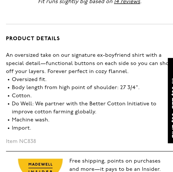 Madewell side button oversized ex boyfriend flannel - Picture 7 of 14